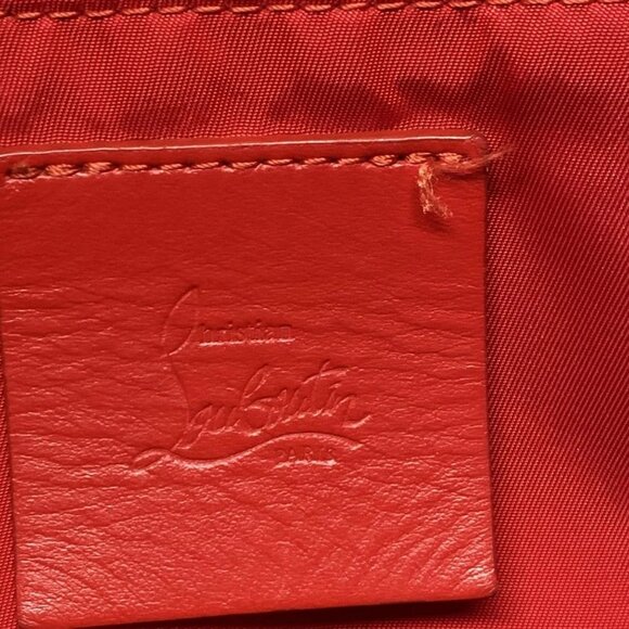 Auth CHRISTIAN LOUBOUTIN Buckle Ruby Navy Cream Red Velour Leather Backpack - Picture 11 of 16
